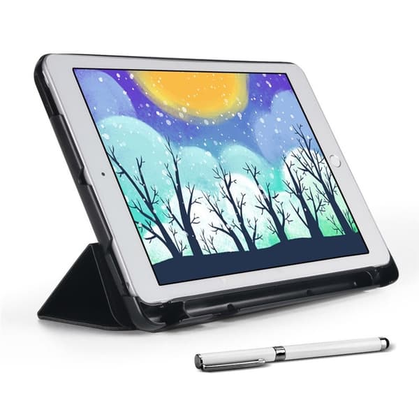 Etui med opbevaring, USB-kabel Apple iPad 9.7" 2017, 2018, Sort