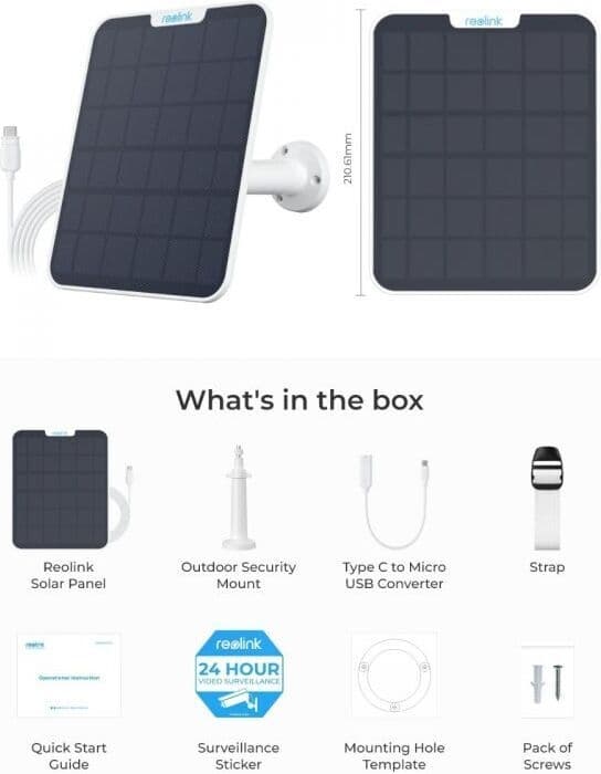 Reolink Solar 2-solcellepanel Reolink til kameraer, hvit