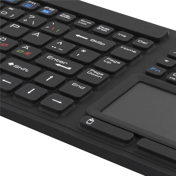 DELTACO rubberized keyboard with touchpad, IP68, 104 keys, black