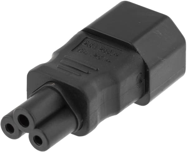 DELTACO Strømadapter, IEC 60320 C14 til IEC 60320 C5, 250V/2,5A, sort