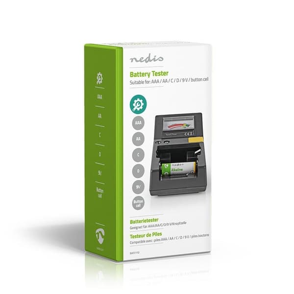 Nedis Battery Tester | 9V - AA - AAA - Button Cell - C - D | Svart