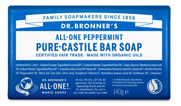Dr. Bronner's Dr. Bronner's – Tvål i fast form, pepparmynta, 140 g