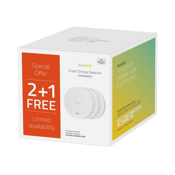HOMBLI Smart Smoke Detector White Promo 3-Pack