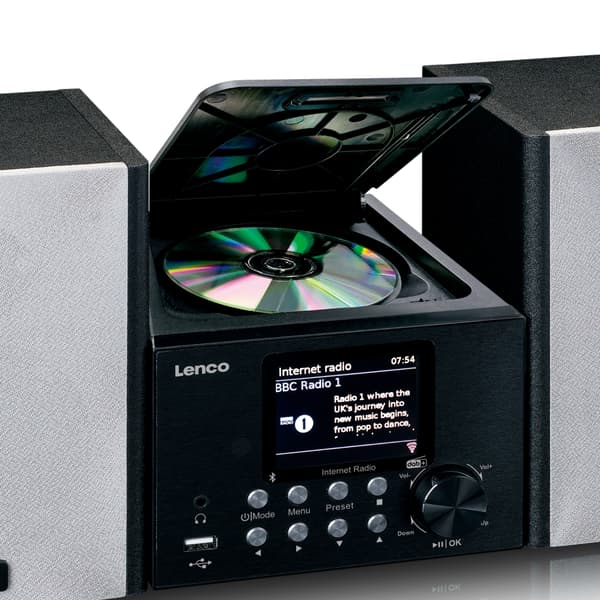 Lenco Mikrosæt med internet/ DAB+ radio Bluetooth® CD MP3 Sort
