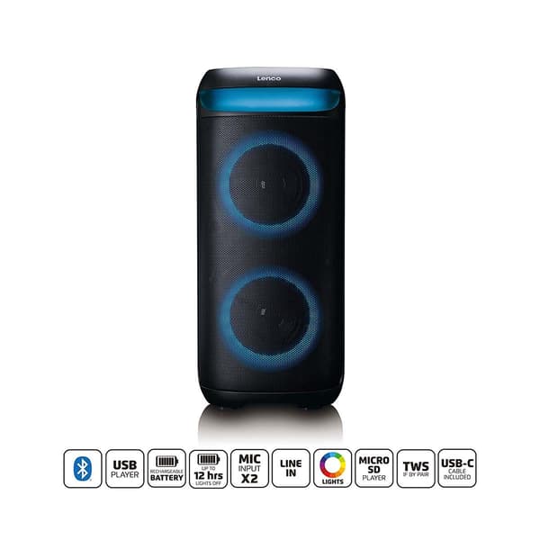 Lenco Bluetooth®-kaiutin, jossa on sisäänrakennetut valot