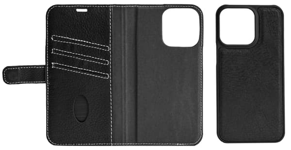 Essentials iPhone 12 mini leather wallet, detachable, Black
