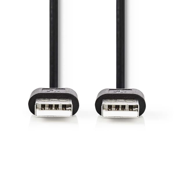 Nedis USB-kabel | USB 2.0 | USB-A Han | USB-A Han | 480 Mbps | Nikkelplateret | 2.00 m | Runde | PVC | Sort | Label