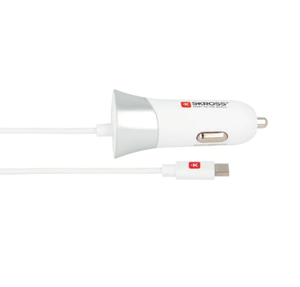 SKROSS USB-billaddare med Typ-C-kabel (2.0)