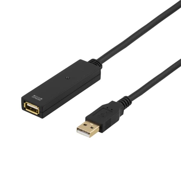 DELTACO USB forlengningskabel, aktiv,USB 2.0,20m