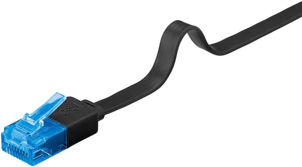Goobay CAT 6A platt patchkabel, U/UTP, svart kopparledare (CU), 20 m