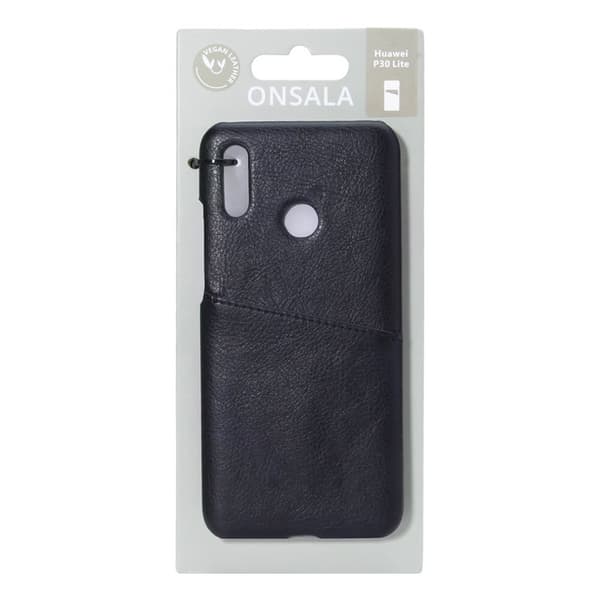 Onsala Mobilskal Läder Svart - Huawei P30 Lite