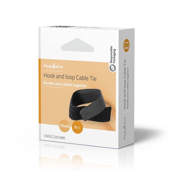 Nedis Kabel Ledelse | Hook og Loop | Låst | 6 stk. | Nylon | Sort