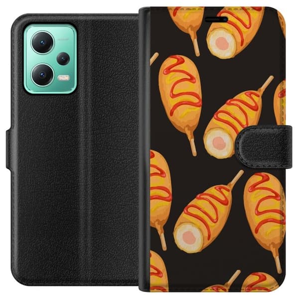 Tegnebogsetui til Xiaomi Redmi Note 12 med Kyllingedrumstick motiv