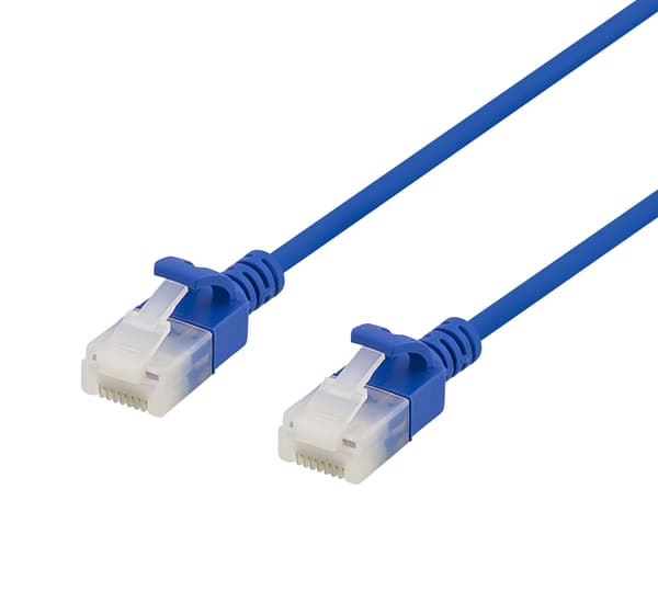 Deltaco U/UTP Cat6a patch cable, slim, 3.5mm diameter, 1.5m, blue