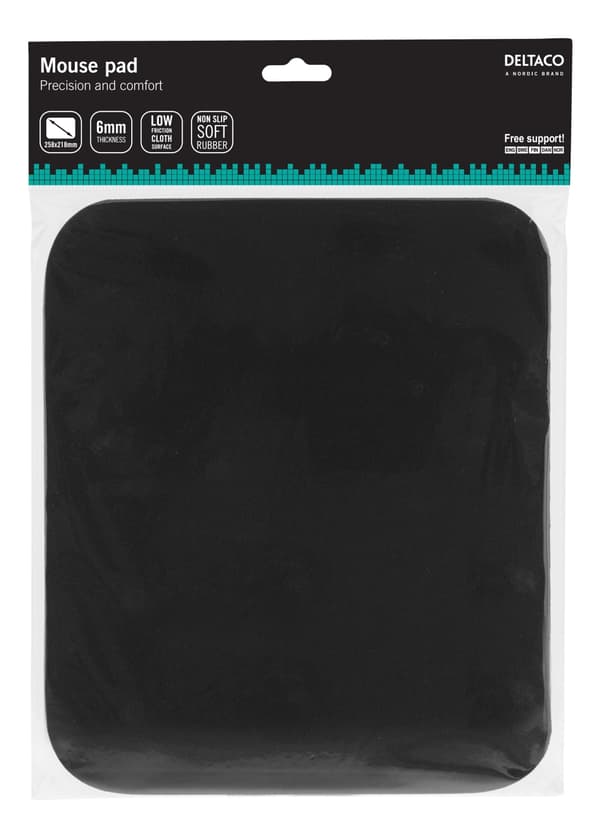 DELTACO musematte, tykkdekkende gummi, 6mm,svart