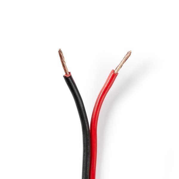 Nedis Speaker Cable | 2 x 1.50 mm² | CCA | 100 m | Rund | PVC | Rød / Sort | Pakk Inn