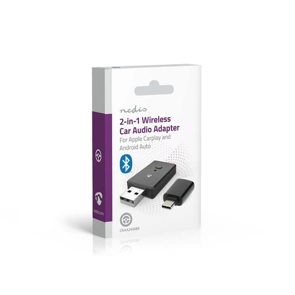 Nedis Wireless Car Audio Adapter | Android Auto / Apple Carplay | AAC / SBC | Black