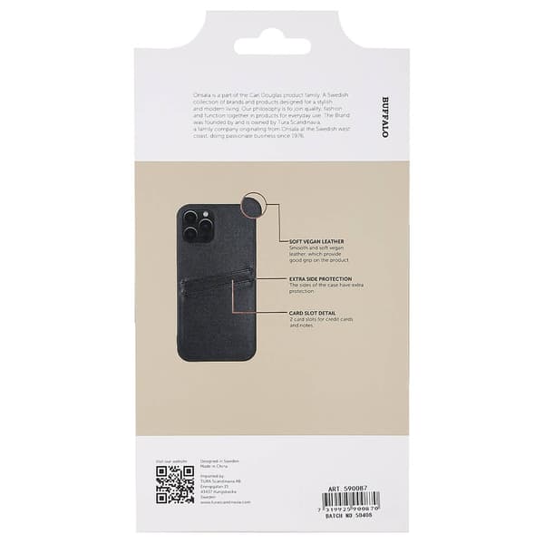 Buffalo Back cover PU 2 card iPhone 12/12 Pro Black