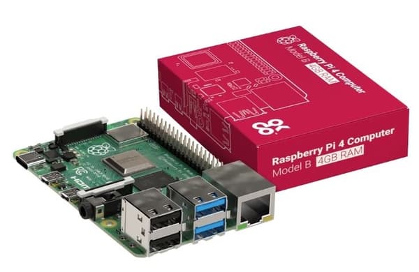 Raspberry Pi 4 Model B, 4 GB RAM, USB-C, dobbel Micro HDMI