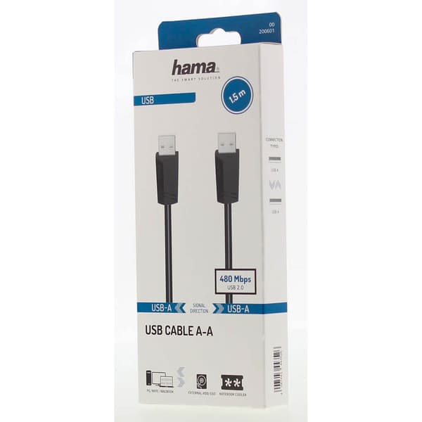 Hama Kabel USB A-A Svart 1.5m