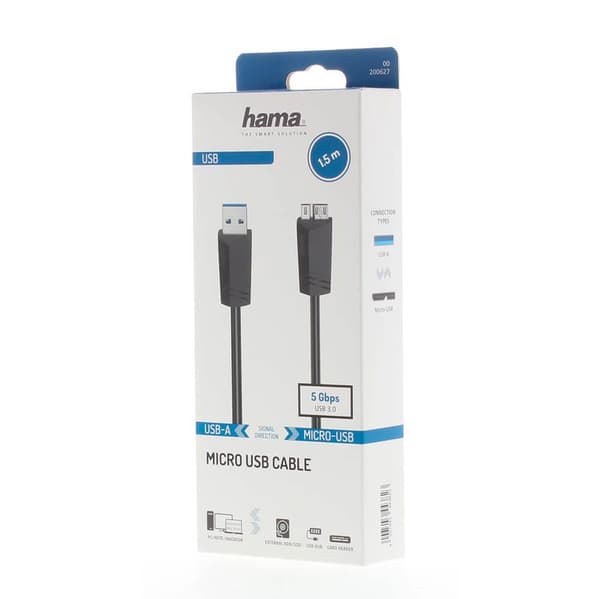 Hama Kabel Micro-USB 3.0 5Gbit/s Svart 1.5
