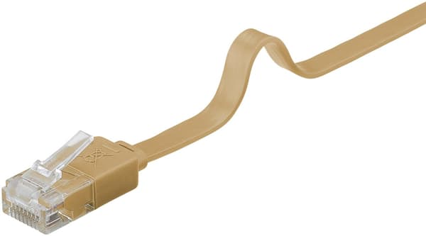 Goobay CAT 6 flat patchkabel, U/UTP, lysebrun kobberleder (CU), 3 m