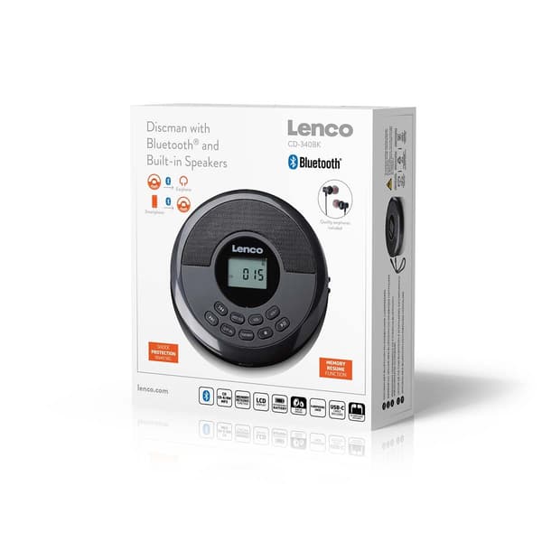 Lenco Discman, jossa on Bluetooth® ja sisäänrakennetut kaiuttimet