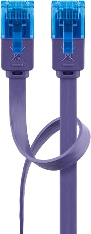 Goobay CAT 6A platt patchkabel, U/UTP, violett kopparledare (CU)