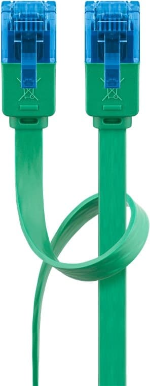 Goobay CAT 6A platt patchkabel, U/UTP, grön kopparledare (CU), 0.5 m