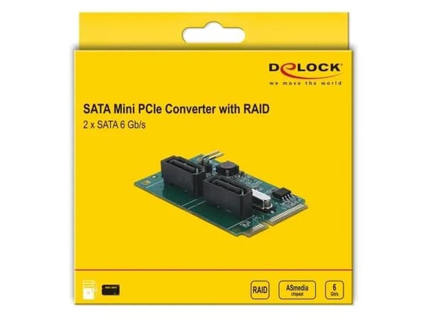 DeLOCK Mini PCIe-omvandlare till 2 x SATA med RAID
