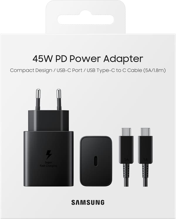 Samsung 45 W hurtigoplader med USB-C-kabel, sort