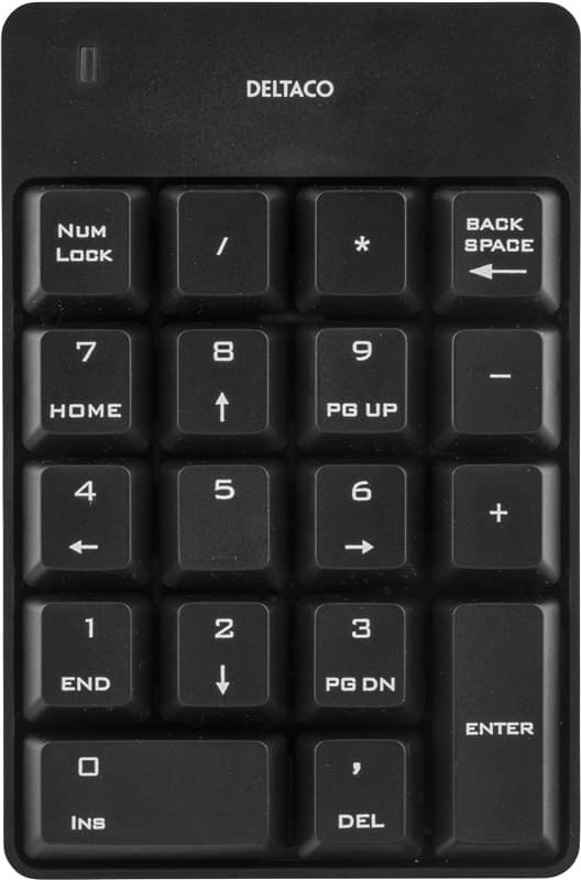 DELTACO langaton numeronäppäimistö, USB, 10m kantama, musta