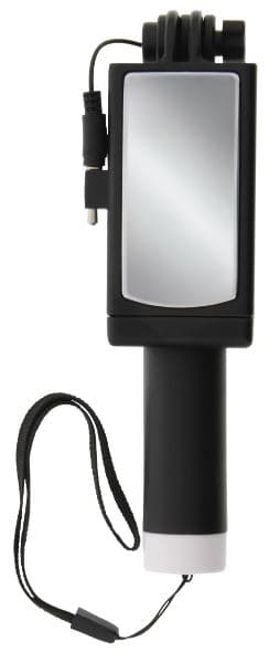 Selfie-stick, med 3,5 mm kabel, sort