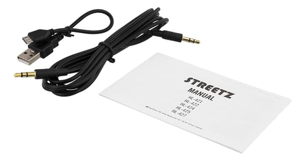 STREETZ Foldable on-ear BT headset, 3.5 mm, black