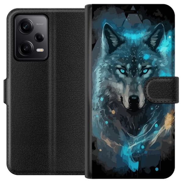 Tegnebogsetui til Xiaomi Redmi Note 12 Pro med Ulve motiv