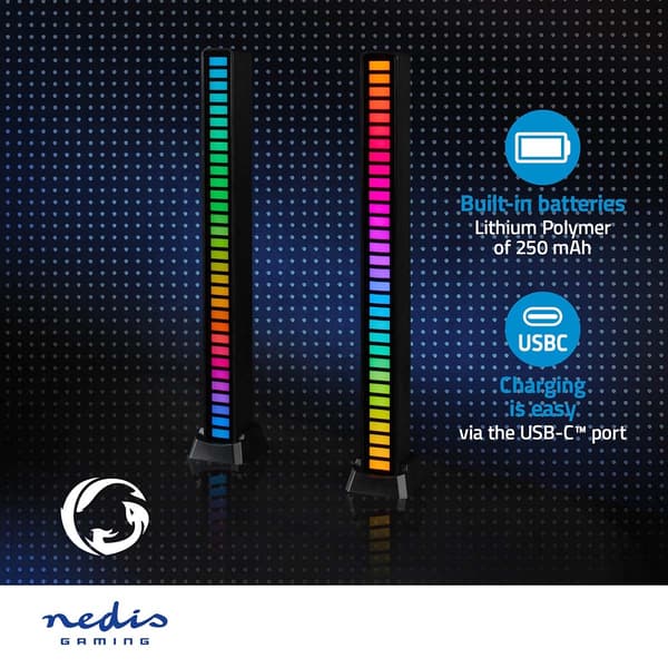 Nedis Gaminglys | RGB | Batteri | Indretning: Desktop / Notebook | Sort