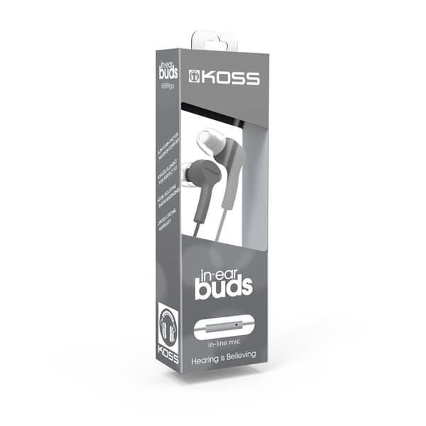 Koss Øreplugger KEB9iGRY Grå In-Ear med one touch mic