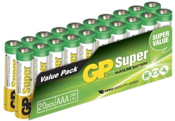 GP Super Alkaline AAA-paristo, 24A/LR03, 20-pakkaus