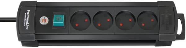 Brennenstuhl 4-way Extension Socket, 2m, Black