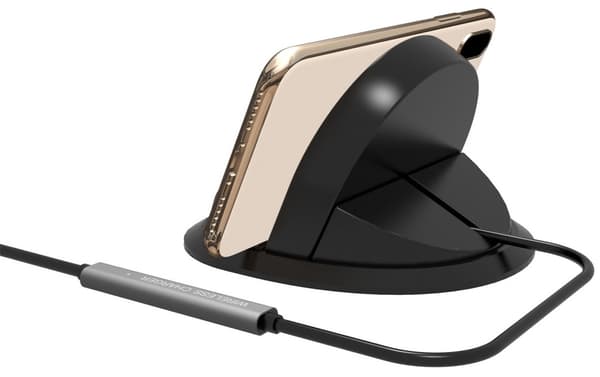 Qi-oplader med hurtig opladning til smartphone, Sort