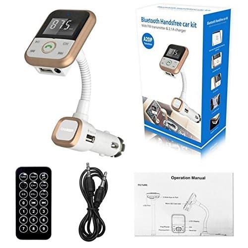 FM-sender med Bluetooth-handsfree og billader (gull)