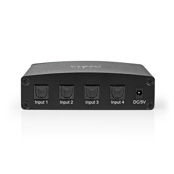 Nedis Digital Audio Switch | 4-vejs | Indgang til lyd- / video- / dataforbindelser: DC Power / 4x TosLink | Audio / video / dataforbindelser output: T