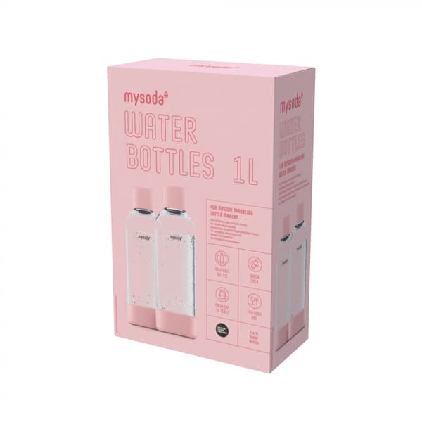 Mysoda PET-flaska 1L 2-pack, Rosa