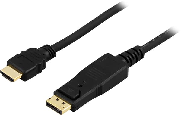 DELTACO DisplayPort til HDMI monitorkabel, 20-pin han-han, 3m, sort