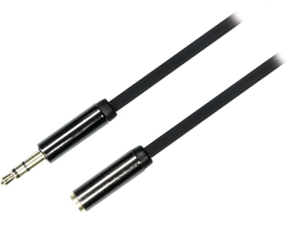 DELTACO lydkabel, 3,5mm han til 3,5mm hun, 0,5m, sort