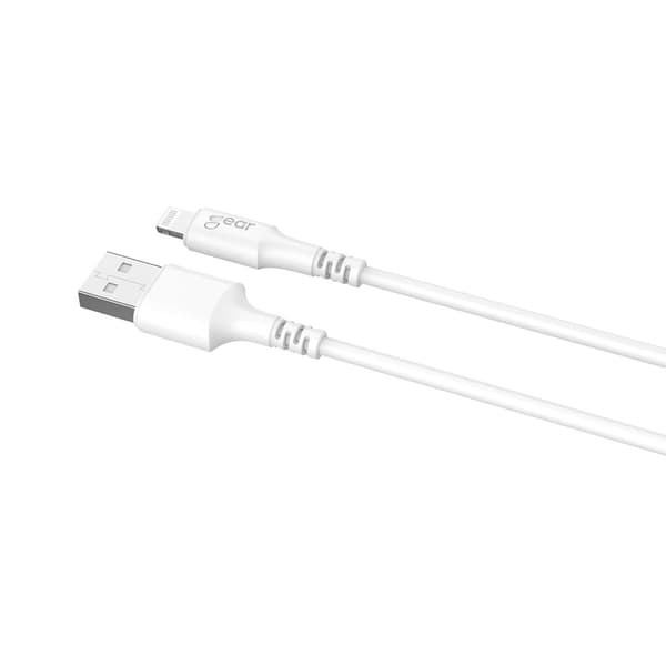 Gear Rund ladekabel Lightning til USB-A 2m Hvit MFI