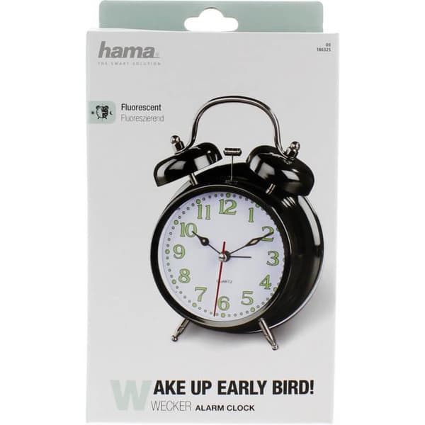 Hama Vækkeur Nostalgi Ø12,5cm Sort