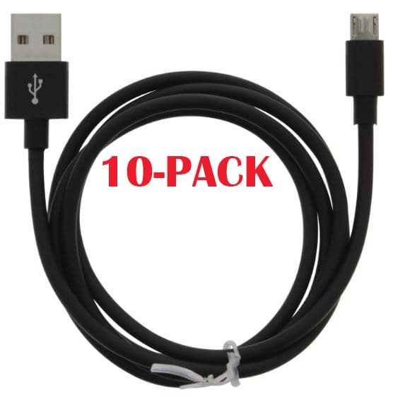 10-PACK kabel USB-A - MicroUSB 2,4A, 1 m, svart