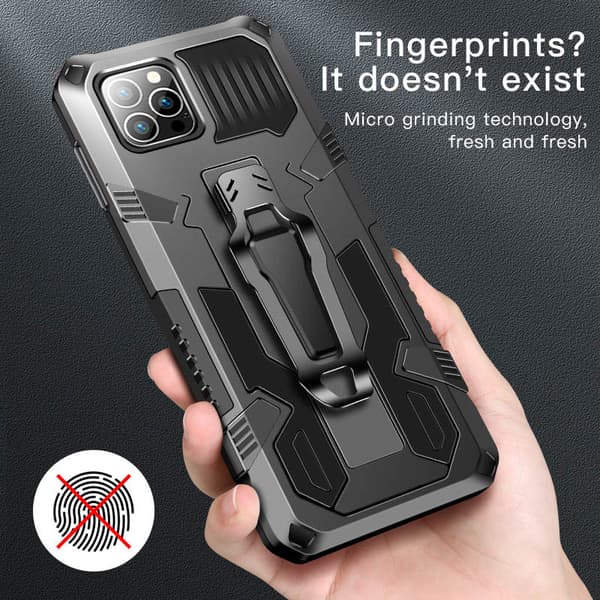 Robust skall med stativ til iPhone 13 Pro Max, Svart