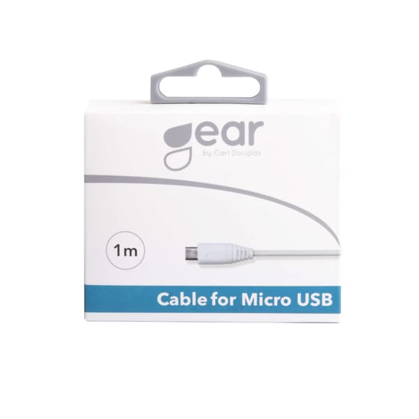 Gear Rund ladekabel MicroUSB til USB-A 1m Hvit